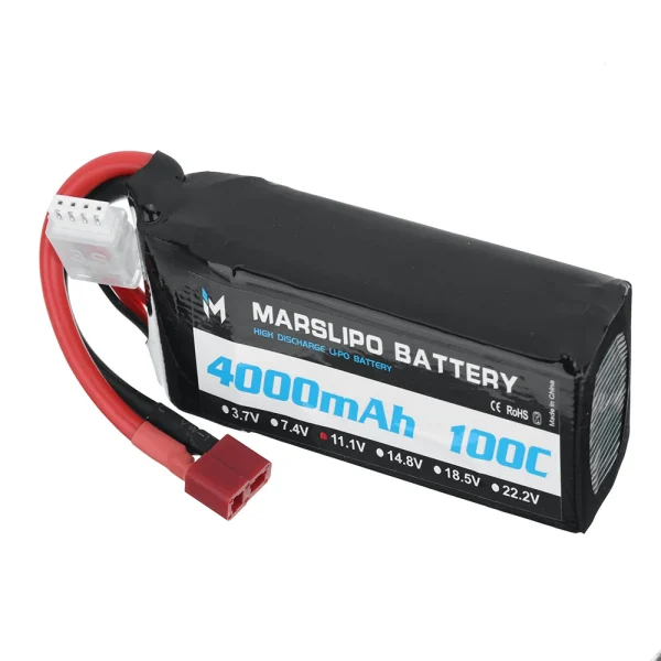 MARSLIPO 11.1V 4000mAh 100C 3S Lipo Battery T Plug for RC Car - Image 3