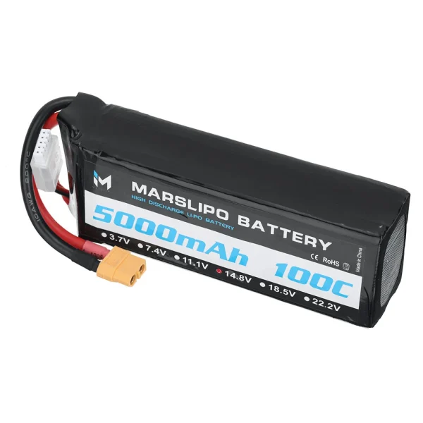 MARSLIPO 14.8V 5000mAh 100C 4S Lipo Battery XT60 Plug for RC Drones - Image 2