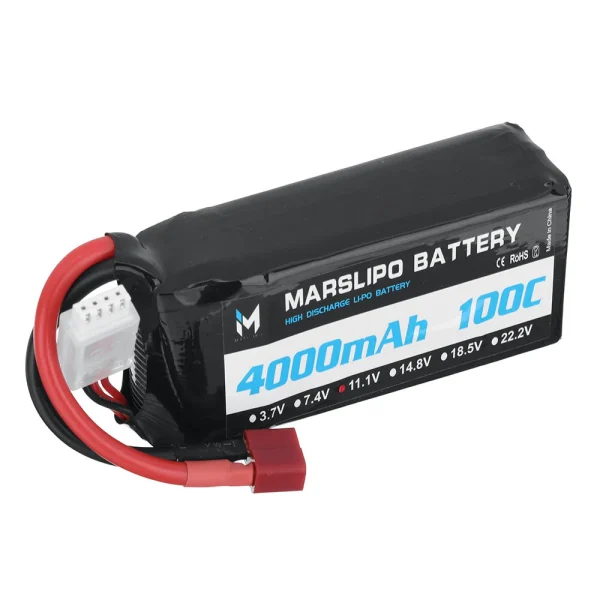 MARSLIPO 11.1V 4000mAh 100C 3S Lipo Battery T Plug for RC Car - Image 2