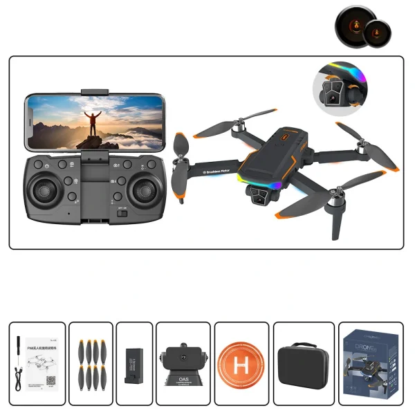 ZHENG FEI TOYS F168 Three Camera WiFi FPV with 3 HD Lens Dual Servo Gimbal 360 Obstacle Avoidance Optical Flow Positioning Brushless Foldable RC Drone Quadcopter RTF - Image 9