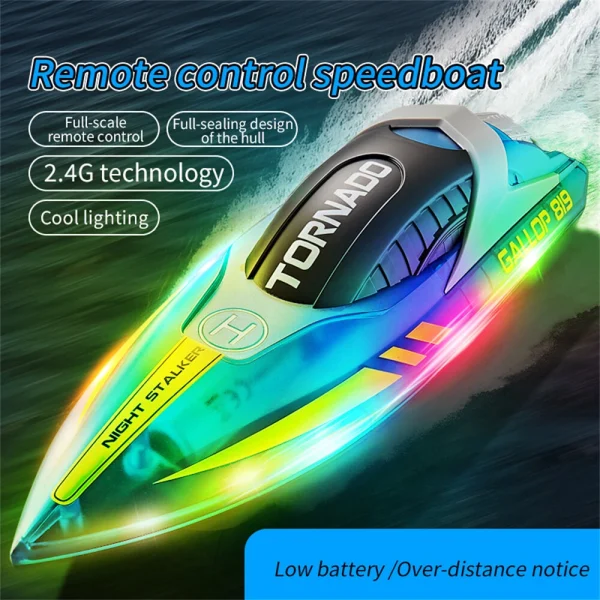 HXJRC HJ819 2.4G 4CH RC Boat High Speed LED Light Speedboat Waterproof 15km/h Electric Racing Vehicles Models Lakes Pools Remote Control Toys - Image 4