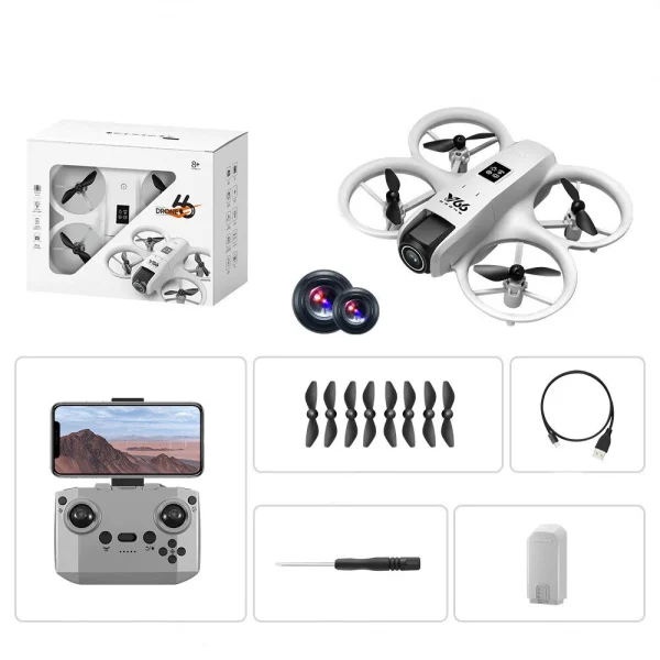 YCRC V66 WiFi FPV with Dual Camera 180 Electrically Adjustable Optical Flow Hover Automatic Obstacle Avoidance LED Light Circle Protection Kids Gifts 2.4G 4CH 6-Axis Remote Control RC Toys Drone Quadcopter RTF - Image 8