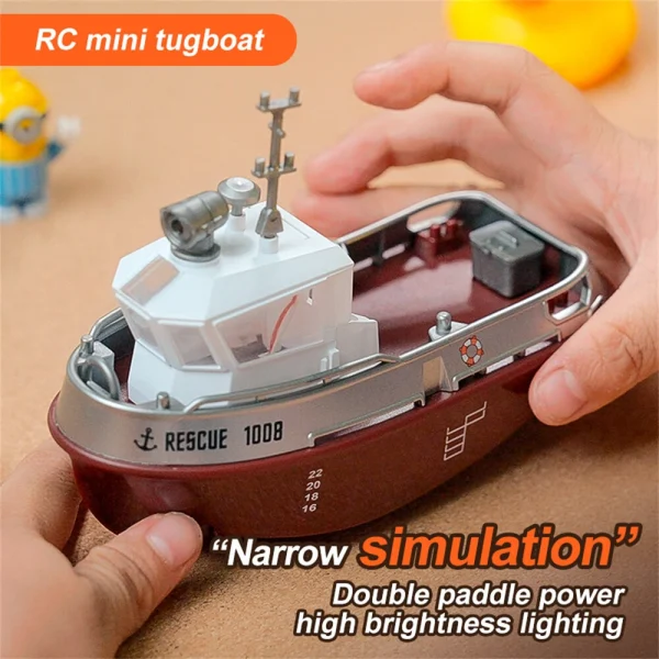 S820 1/32 2.4G Mini RC Boat LED Light Dual Motor Waterproof Remote Control Rescue 1008 Wireless Electric Vehicles Models Toys Kids Children Gift - Image 5