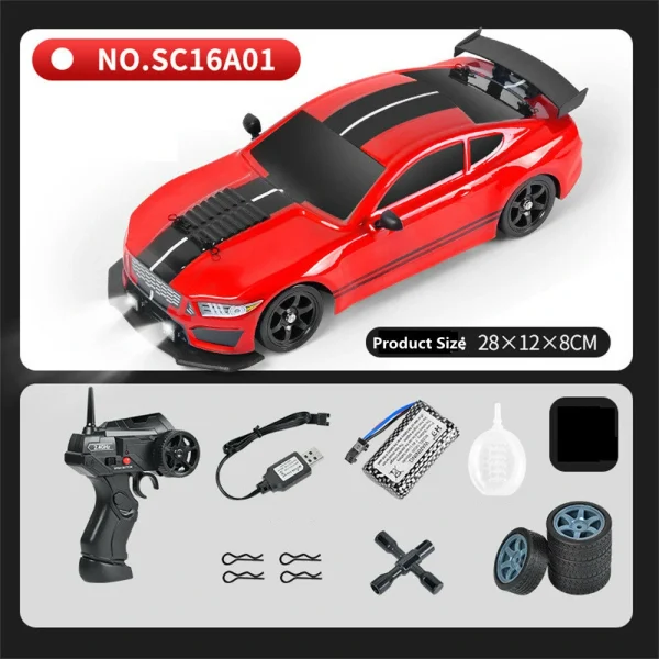 HB Toys SC16A RTR 1/16 2.4G 4WD Drift RC Car Spray LED Light On-Road Vehicles High Speed Models Kids Children Gifts Toys - Image 7