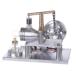 Balance Type Hot Air Single Cylinder Stirling Engine Generator Model with LED Bulb & Voltage Digital Display Meter Physics Experiment Science Discovery Production Invention Desktop Decorations Collection Toys