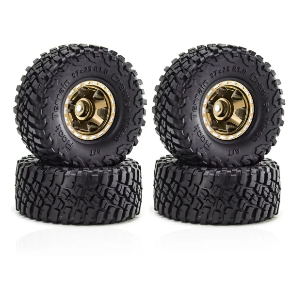 4PCS 1.0 Inch Aluminum Alloy Blade Wheels Gravel Tires Spare Parts for SCX24 FMS24 TRX4M RC Climbing Car Vehicle Models Accessories - Image 3