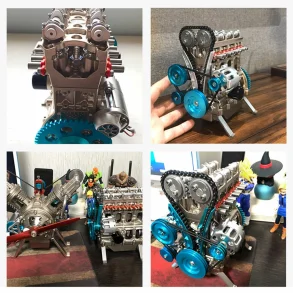 DM13 TECHING Car Engine Assembly Kit Full Metal 4 Cylinder Building Science Educational Toys Gift