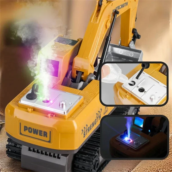 Y1803 1/20 13CH 2.4G RTR Alloy RC Excavator Car Vehicle Model With Colorful Lights Music Effects Spray for Children - Image 5