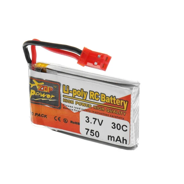 6Pcs ZOP POWER 3.7V 750mAH 30C 1S Lipo Battery JST Plug With Charger For RC Model - Image 3