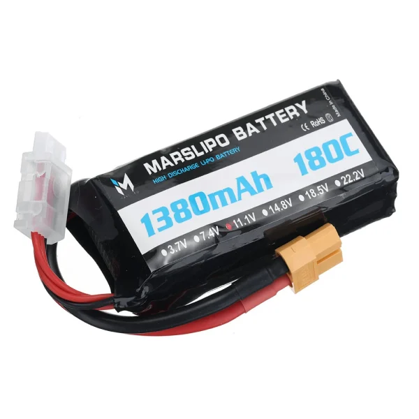 MARSLIPO 11.1V 1380mAh 180C 3S Lipo Battery XT60 Plug for RC Drones - Image 5