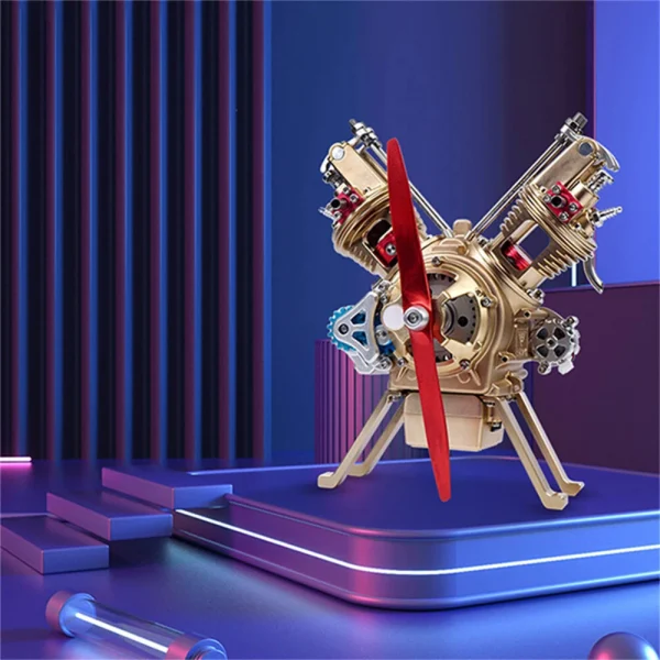 TECHING Alloy Mini Manual Assembly V2 Double-cylinder Engine Model Kits DIY Toy Collection Decoration Science Discovery Toys - Image 2