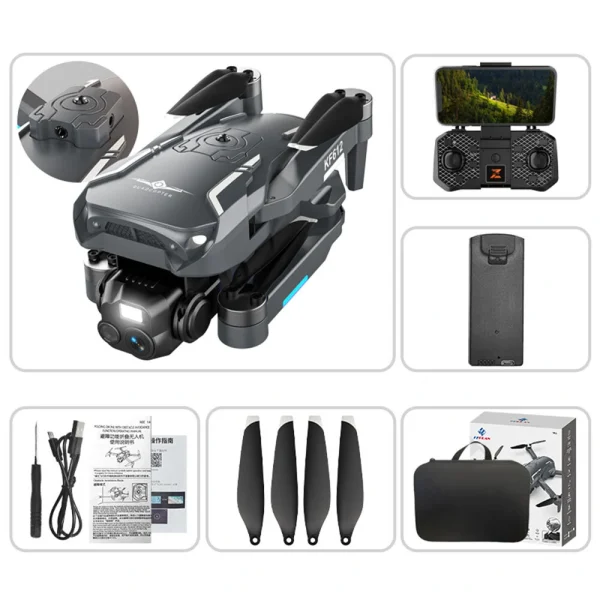 KFPLAN KF612 WiFi FPV with HD Dual Camera Adjustable Fill Light Lens 360 Obstacle Avoidance Hideable Optical Flow Positioning Brushless Foldable RC Drone Quadcopter RTF - Image 7