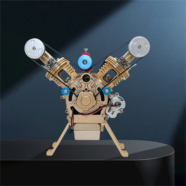 TECHING Alloy Mini Manual Assembly V2 Double-cylinder Engine Model Kits DIY Toy Collection Decoration Science Discovery Toys - Image 4