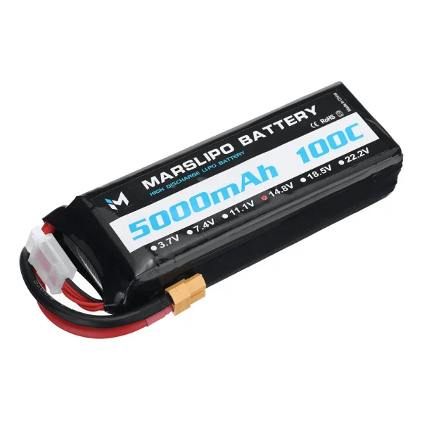 MARSLIPO 14.8V 5000mAh 100C 4S Lipo Battery XT60 Plug for RC Drones - Image 4