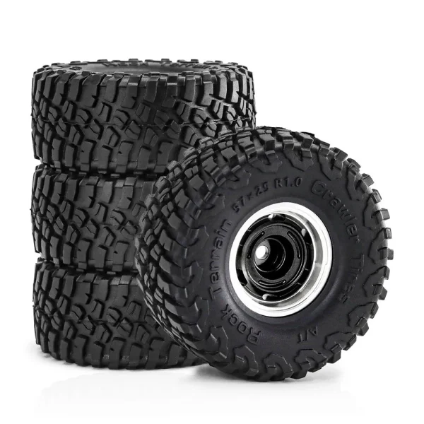 4PCS 1.0 Inch Wheels BFLU Tires Spare Parts for TRX4M SCX24 FMS24 RC Climbing Car Vehicle Models Accessories Parts - Image 5