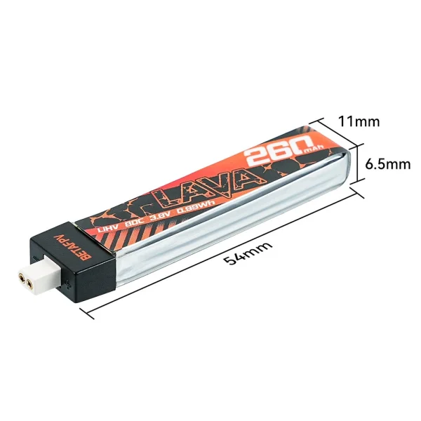 5 PCS /10 PCS BETAFPV 3.8V 260mAh 80C 1S LiHV Battery High Performance Z-Folding Process BT2.0 Connector for Air65 FPV Racing Drone - Image 3