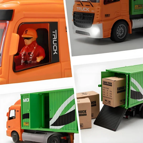 HJ Models 689-847A 1/20 27MHZ/49MHZ 6CH 2-IN-1 RC Car Cargo Truck Container Van Vehicles Engineering LED Lighting Sound RTR Remote Control Toys - Image 3