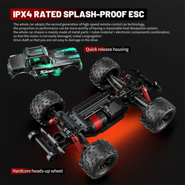 SMRC 1213 PRO RTR 1/14 2.4G 4WD 55km/h Brushless RC Car Full Proportional LED Light Vehicles Models Metal Diff Drive Shaft Gears Toys - Image 2