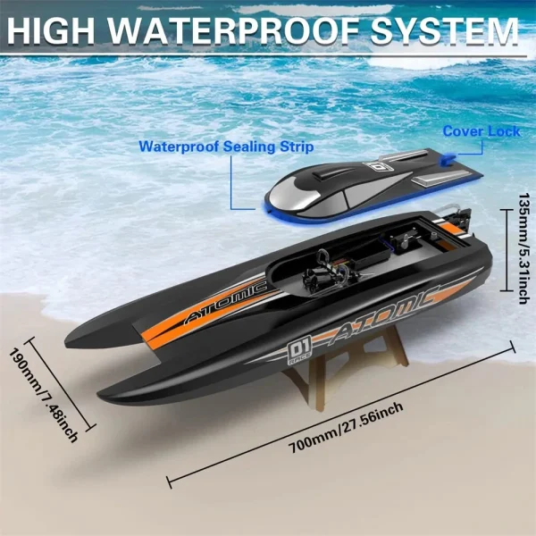 Volantexrc Brushless Atomic RTR 2.4G 792-6 RC Boat 60km/h Waterproof Reverse Water-Cooled ABS Unibody Hull Vehicles Models Pool Lakes Toys - Image 8