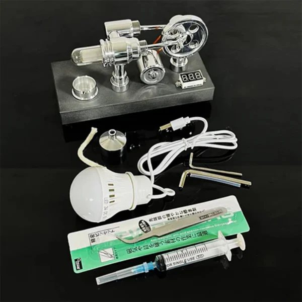 NikolaToy Mirror Polished Stirling Engine with Embedded Voltmeter USB Plug Unique Creative Desktop Ornaments Science Discovery Toys - Image 5