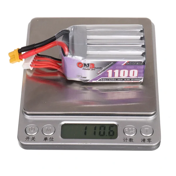 Gaoneng GNB 19V 1100mAh 60C 5S HV LiPo Battery XT30/XT60 Plug for FPV Racing Drone - Image 9