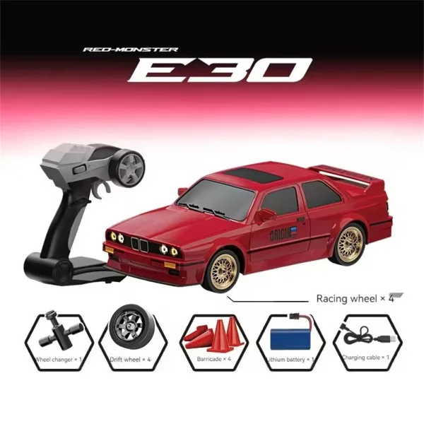 KAMTOM KM777A RTR 1/16 2.4G 4WD Drift RC Car Mini Race LED Light Retro E30 Sports High Speed Racing On-Road Electric Remote Radio Control Vehicles Model RTR Child Toys Boys Kids Gifts - Image 3