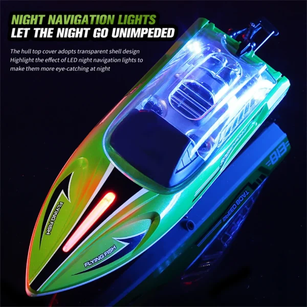 HXJRC HJ813 2.4G 4CH RC Boat High Speed LED Light Capsized Reset Speedboat Waterproof 25km/h Electric Racing Vehicles Models Lakes Pools Remote Control Toys - Image 5