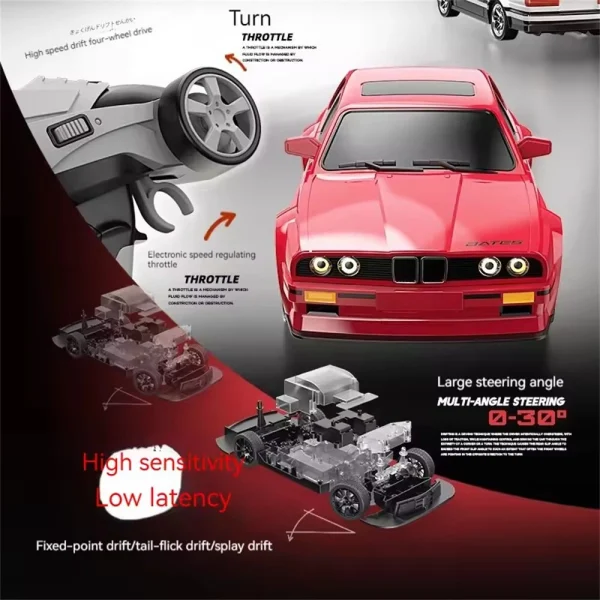 KAMTOM KM777A RTR 1/16 2.4G 4WD Drift RC Car Mini Race LED Light Retro E30 Sports High Speed Racing On-Road Electric Remote Radio Control Vehicles Model RTR Child Toys Boys Kids Gifts - Image 8