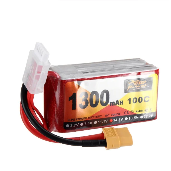 ZOP Power 14.8V 1300mAh 100C 4S Lipo Battery XT60 Plug for RC Racing Drone