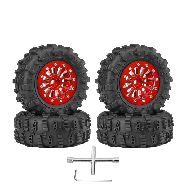 4PCS 1.3 Inches Tires Aluminum Alloy Wheel Rims Hubs for Land Rover TRX4M 1/18 Rock Crawler RC Cars Vehicles Models Spare Parts Accessories B Version