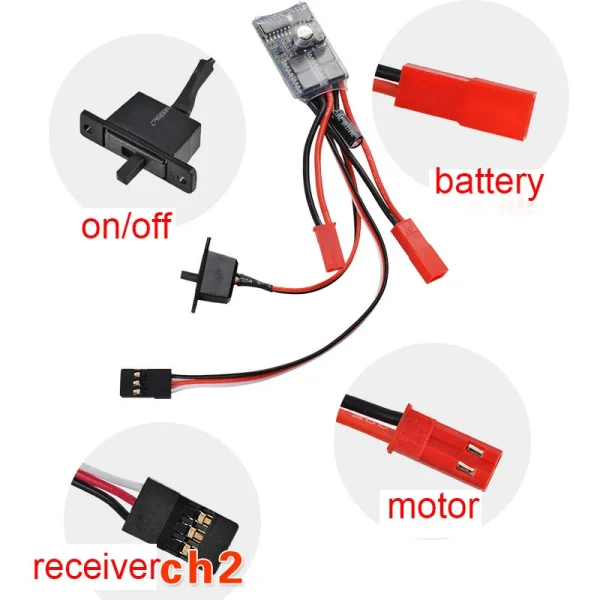 DIY Mini-Z Car Bidirectional 30A Miniature Brushed ESC With Brake - Image 2
