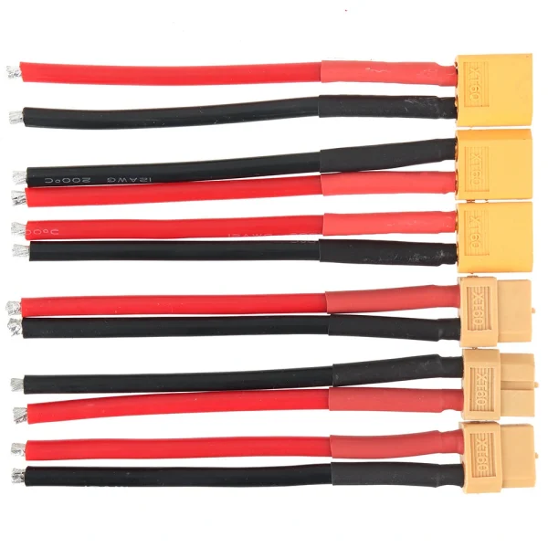 3Pairs XT60 Male Plug 12AWG 10cm Silicone Cable Wire