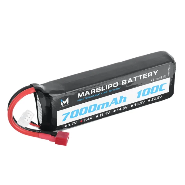 MARSLIPO 7.4V 7000mAh 100C 2S Lipo Battery T Plug with XT60 Adapter for RC Model Toys - Image 2