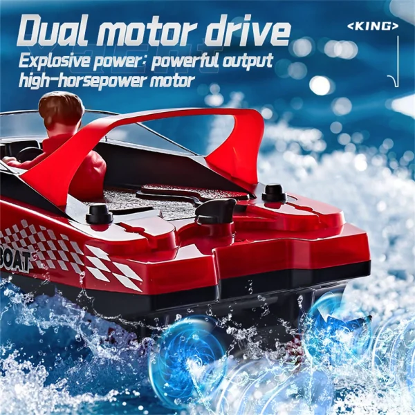 HXJRC HJ821 2.4G RC Boat Capsized Reset High Speed LED Light Speedboat Waterproof Dual Motors Electric Racing Vehicles Models Lakes Pools Remote Control Toys - Image 6