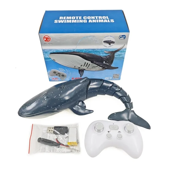 18002 Simulation Double Waterproof Automatic Cruise Spraying Whale Remote Control RC Boat Toy - Image 9