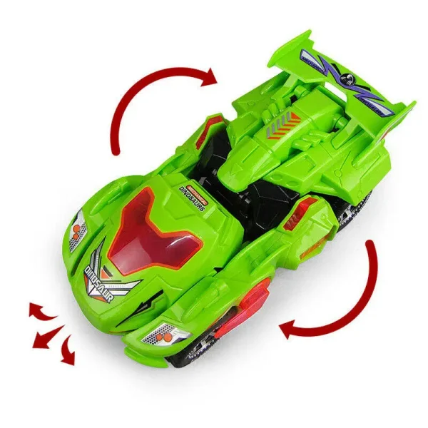 Electric Transforming T-Rex Dinosaur Car with Light Sound Animal Diecast Model Toys - Image 4