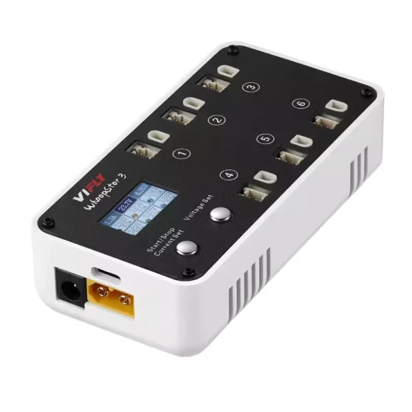 VIFLY WhoopStor 3 40W 1.3A*6 6 Ports DC 1S Lipo Battery Charger Discharger with Storage Function LED Screen Support 4.2V 4.35V LIHV BT2.0 PH2.0 Plug - Image 3
