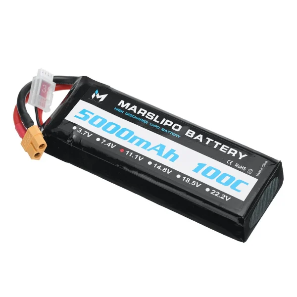 MARSLIPO 11.1V 5000mAh 100C 3S Lipo Battery XT60 Plug for RC Drones - Image 4