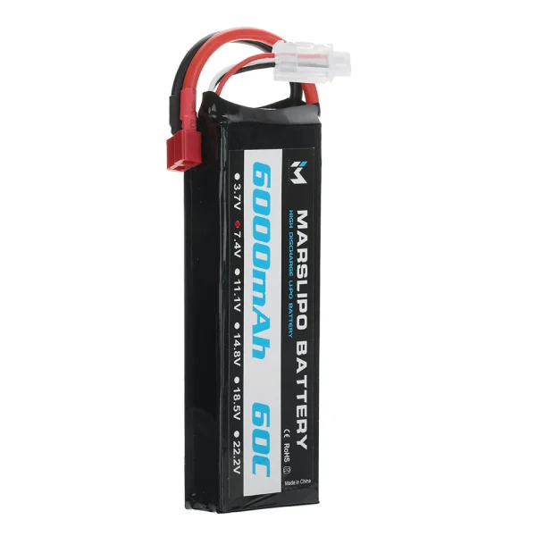 MARSLIPO 7.4V 6000mAh 60C 2S Lipo Battery T Plug with XT60 Adapter for RC Model - Image 5