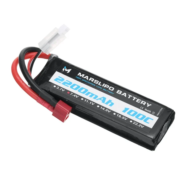 MARSLIPO 7.4V 2200mAh 100C 2S Lipo Battery T Plug with XT60 Adapter for RC Models - Image 4