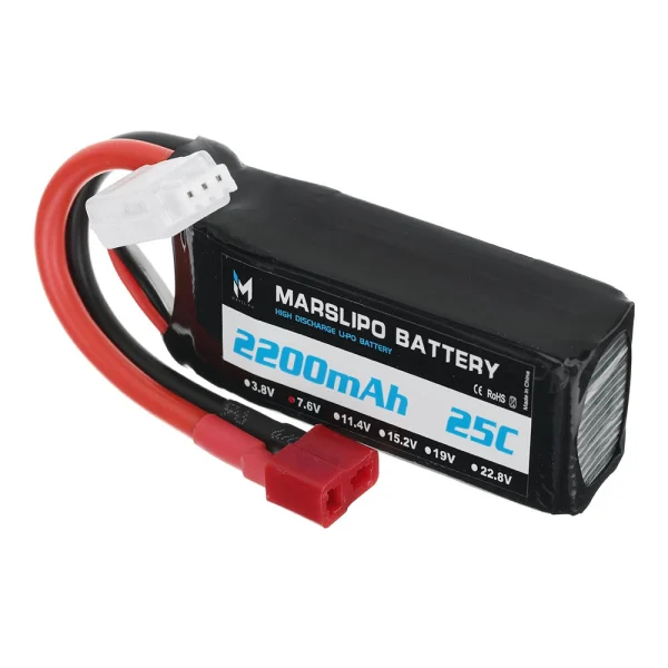 MARSLIPO 7.6V 2200mAh 25C 2S Lipo Battery T Plug with XT60 Adapter for RC Model Toys - Image 3