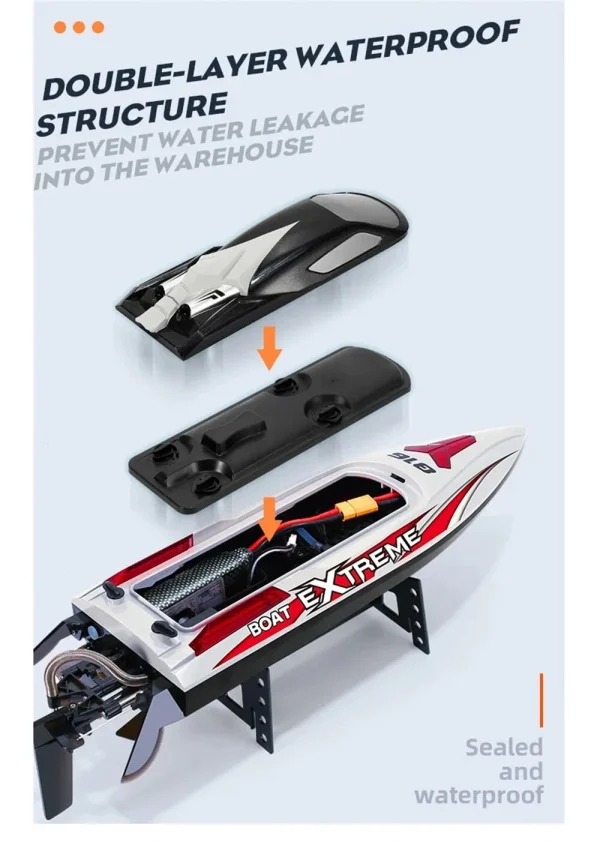 HXJRC HJ816 RTR 55km/h 2.4G Brushless RC Boat High Speed Net Ship Capsized Reset LED Light Speedboat Waterproof Electric Racing Vehicles Models Lakes Pools Remote Control Toys - Image 9