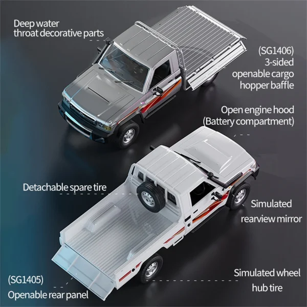 SG PINECONE FOREST 1405 RTR 1/14 2.4G RWD RC Car for TOYOTA  LC79 Pickup Truck LED Light Off-Road Climbing Vehicles Classic Models Remote Control Toys - Image 8