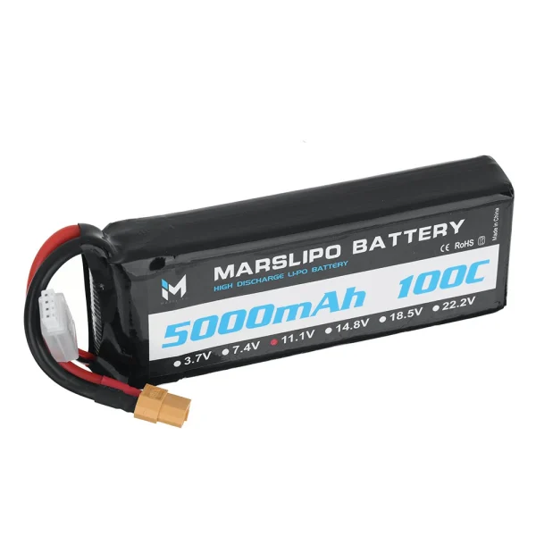 MARSLIPO 11.1V 5000mAh 100C 3S Lipo Battery XT60 Plug for RC Drones - Image 2