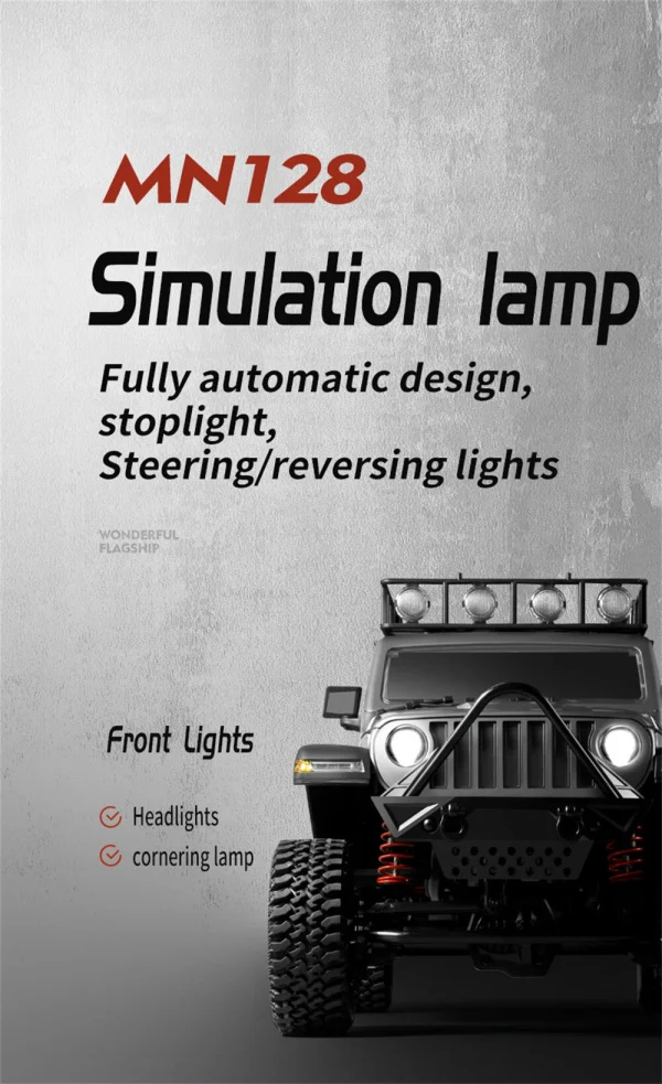 MNRC MN128 RTR 1/12 2.4G 4WD RC Car LED Light Rock Crawler Climbing Off-Road Truck Full Proportional Vehicles Models Toys - Image 8