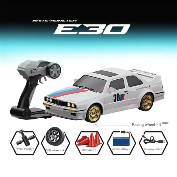 KAMTOM KM777A RTR 1/16 2.4G 4WD Drift RC Car Mini Race LED Light Retro E30 Sports High Speed Racing On-Road Electric Remote Radio Control Vehicles Model RTR Child Toys Boys Kids Gifts - Image 2