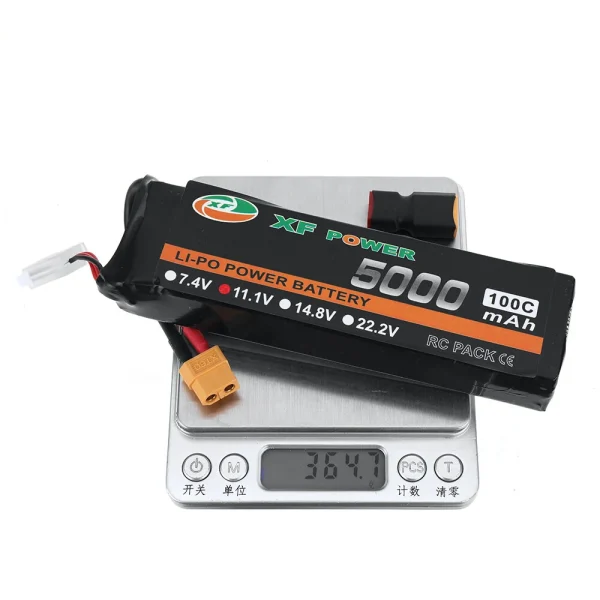 XF POWER 11.1V 5000mAh 100C 3S LiPo Battery XT60 Plug with T Deans Plug for RC Drone - Image 7