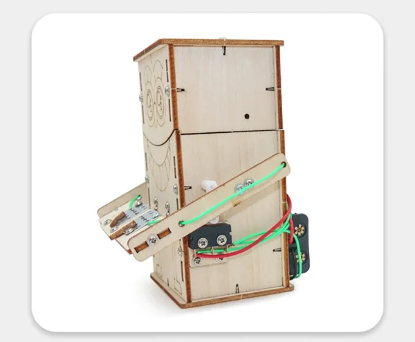 Wooden Electric Powered Coin-Eating Robot Manual DIY Puzzle Assembly Technology Small Production Creative Invention Mechanical Science Toy - Image 3