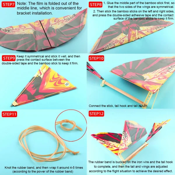 46cm Rubber Band Power DIY Bird Flying Toy Wingspan Aircraft Model Plane Toy - Image 4