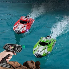 HXJRC HJ820 2.4G RC Boat Capsized Reset High Speed  LED Light Speedboat Waterproof 25km/h Electric Racing Vehicles Models Lakes Pools Remote Control Toys